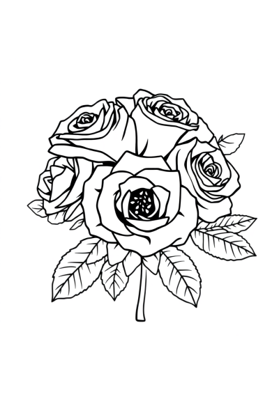 Rose Bouquet Coloring Page
