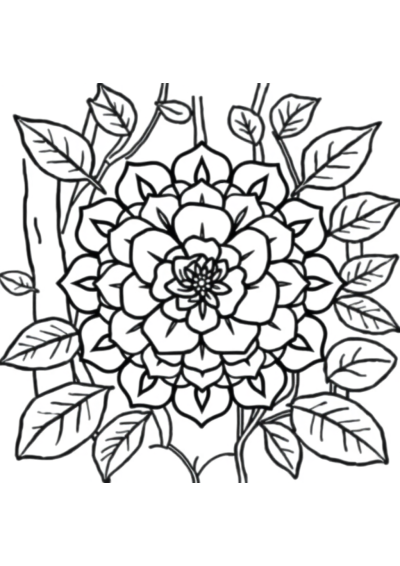 Rose Mandala Pattern In Forest Coloring Page