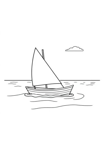 Sailboat On Water On Beach Coloring Page