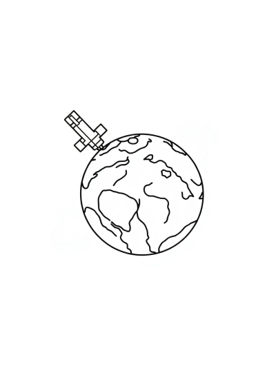 Satellite Orbiting Earth In Space Coloring Page
