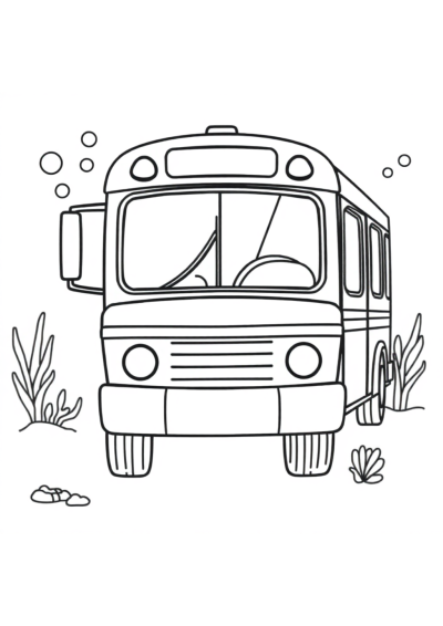 School Bus Underwater Coloring Page