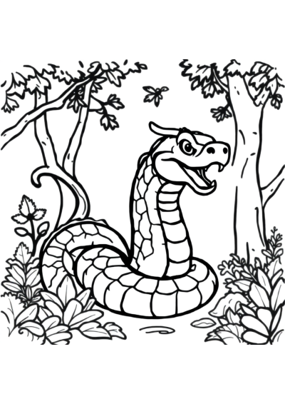 Sea Serpent In Forest Coloring Page
