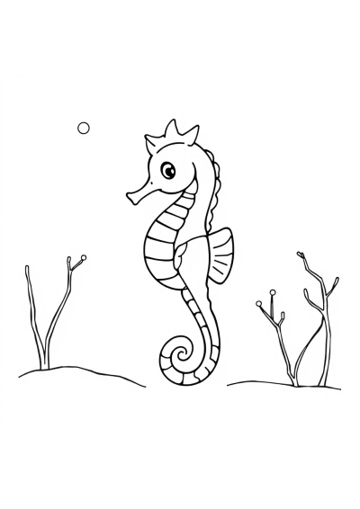 Seahorse In Winter Coloring Page
