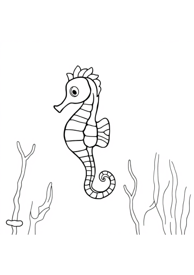 Seahorse Underwater Coloring Page