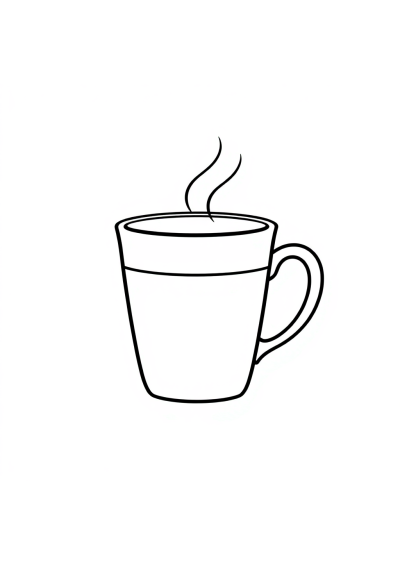 Simple Coffee Cup Coloring Page