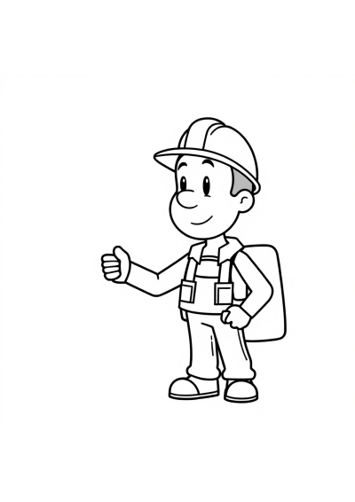Simple Construction Worker Coloring Page