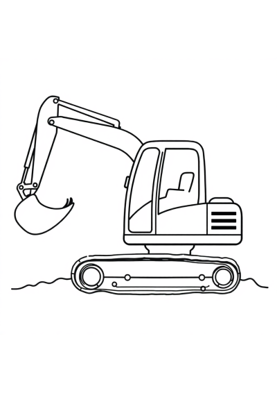 Simple Excavator Digging Coloring Page