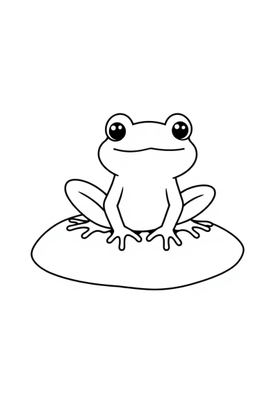Printable Simple Frog On Lily Pad Coloring Page