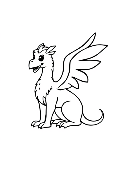 Simple Griffin Creature Coloring Page