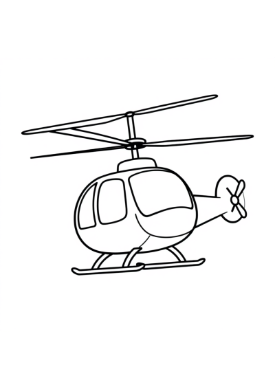 Simple Helicopter Flying Coloring Page