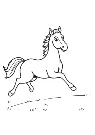 Printable Simple Horse Running Coloring Page