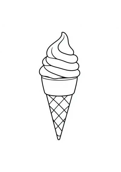 Simple Ice Cream Cone Coloring Page