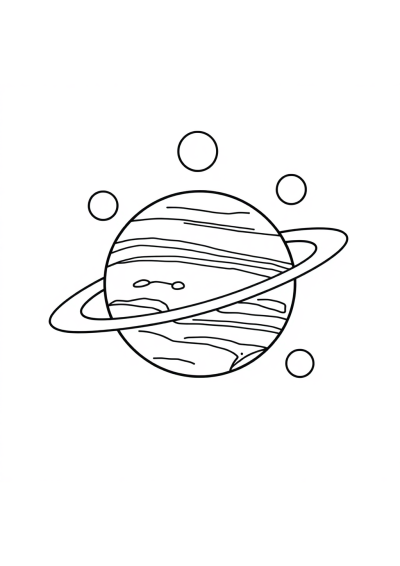 Simple Jupiter And Moons Coloring Page