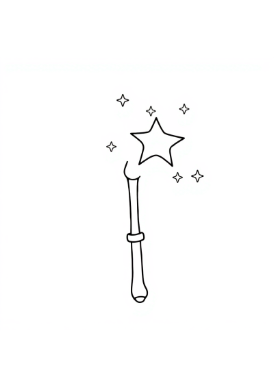 Simple Magic Wand Coloring Page