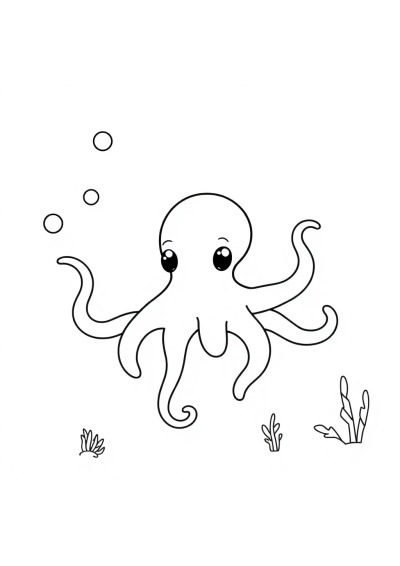 Printable Simple Octopus Underwater Coloring Page