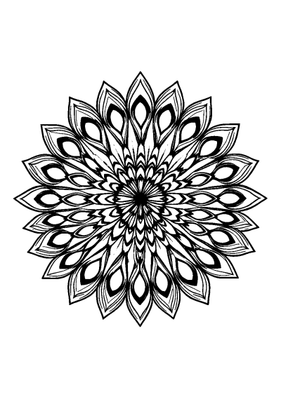 Printable Simple Peacock Feather Mandala Coloring Page
