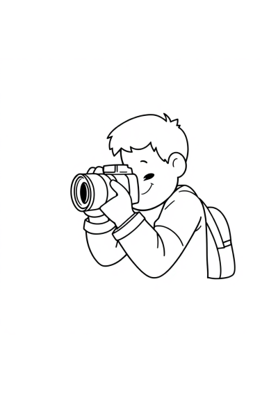 Printable Simple Photographer Coloring Page