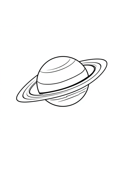 Simple Planet Saturn With Rings Coloring Page