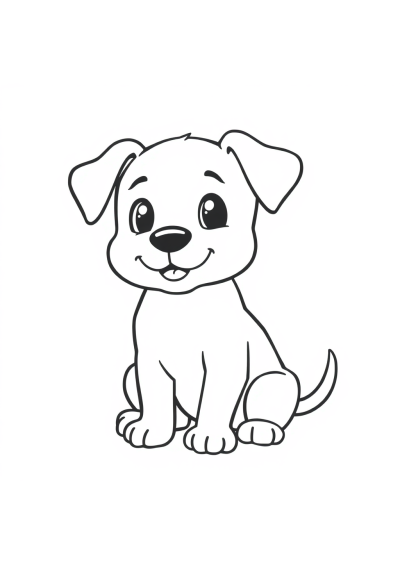 Printable Simple Playful Puppy Coloring Page