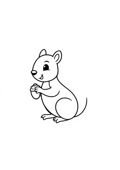 Printable Simple Squirrel With Acorn Coloring Page