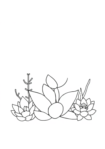 Simple Succulent Plants Coloring Page