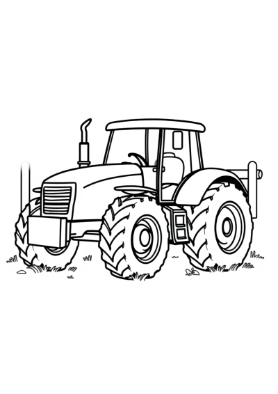 Simple Tractor On Farm Coloring Page