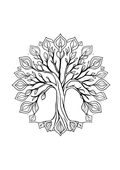 Printable Simple Tree Of Life Mandala Coloring Page