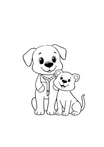 Simple Veterinarian With Pet Coloring Page