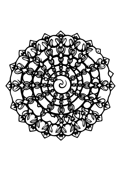 Sleepy Abstract Spiral Mandala Coloring Page