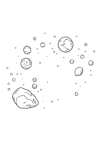 Sleepy Asteroid Belt Coloring Page