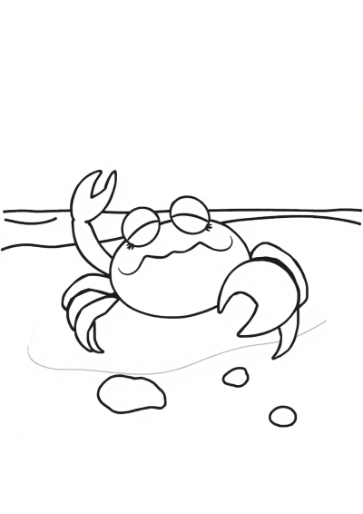Sleepy Crab On Beach Coloring Page