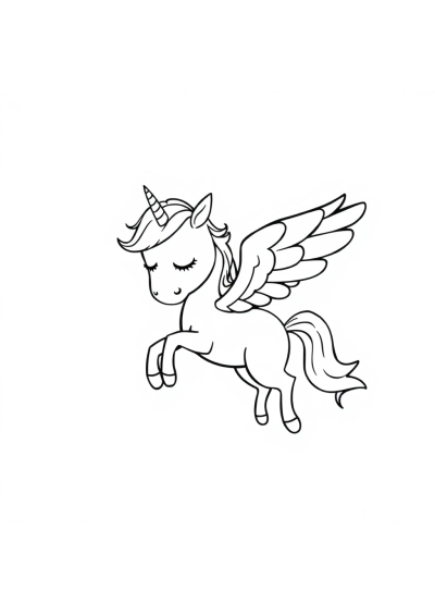 Sleepy Flying Pegasus Coloring Page