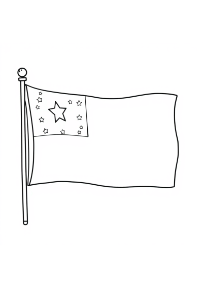 Sleepy Fourth Of July Flag Coloring Page