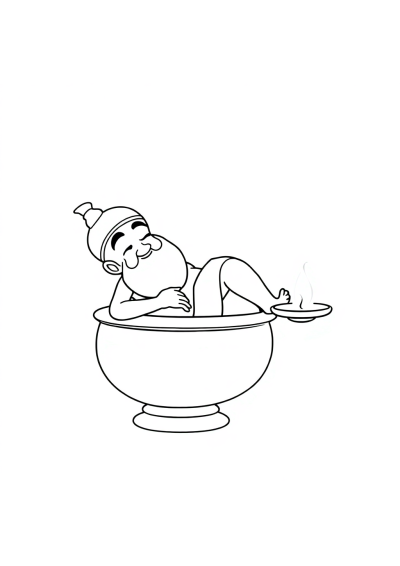 Sleepy Genie From Lamp Coloring Page