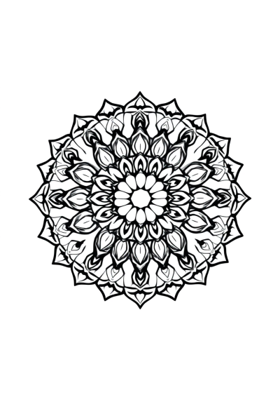 Sleepy Geometric Mandala Pattern Coloring Page