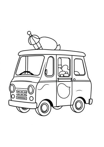Sleepy Ice Cream Truck Coloring Page