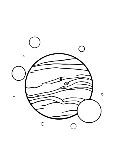 Sleepy Jupiter And Moons Coloring Page