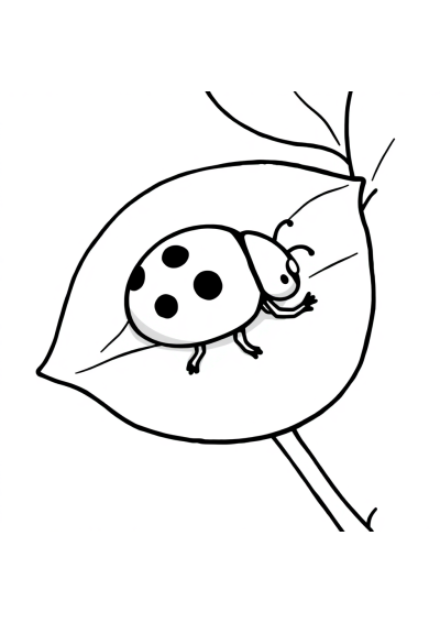 Sleepy Ladybug On Leaf Coloring Page