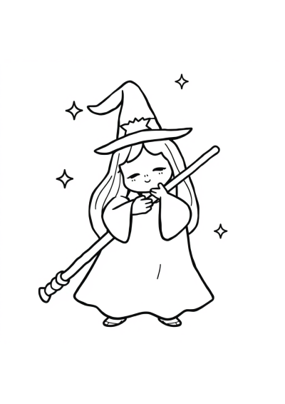 Sleepy Magic Wand Coloring Page