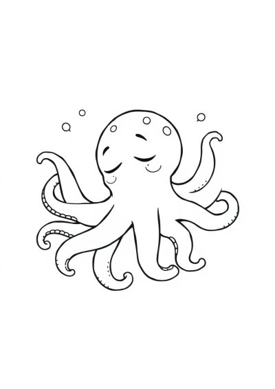 Sleepy Octopus Underwater Coloring Page