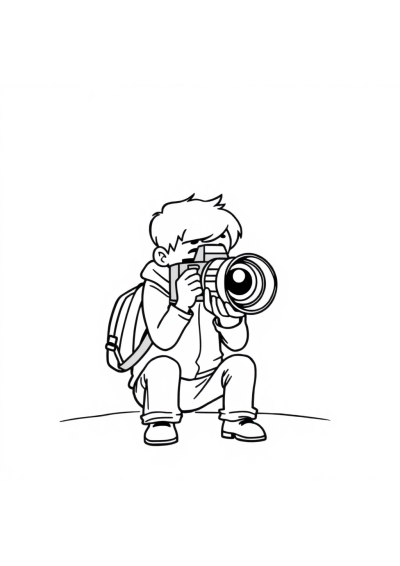 Sleepy Photographer Coloring Page