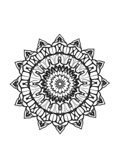 Sleepy Symmetrical Mandala Pattern Coloring Page