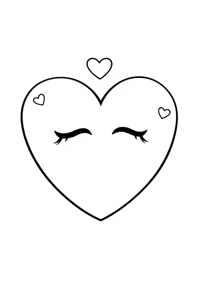 Sleepy Valentines Heart Coloring Page