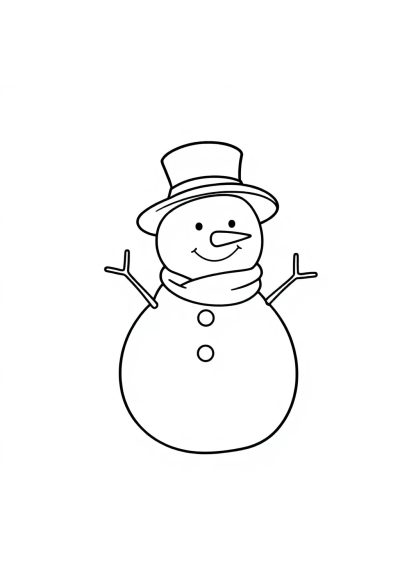 Snowman With Hat In Space Coloring Page