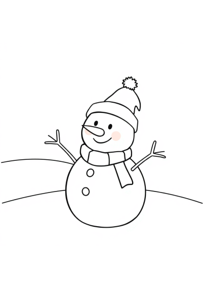 Snowman With Hat In Winter Coloring Page