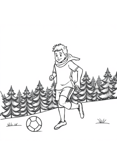 Soccer Player In Winter Coloring Page