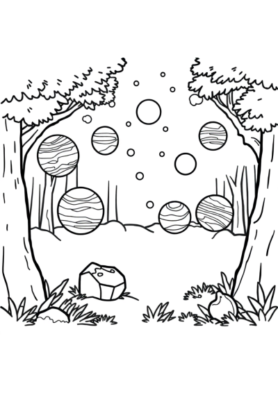 Solar System Planets In Forest Coloring Page