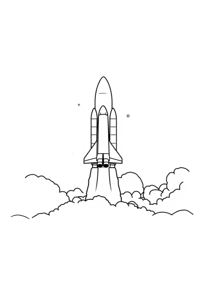 Space Shuttle Launch At Night Coloring Page