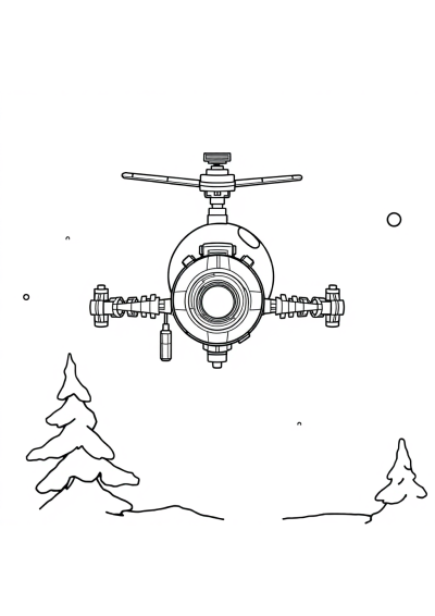 Space Station In Winter Coloring Page