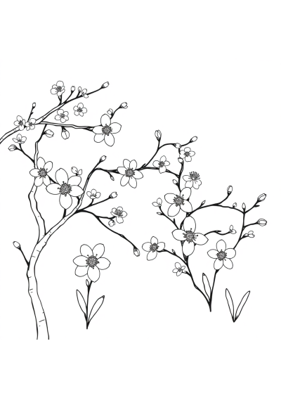 Spring Blossoms In Winter Coloring Page